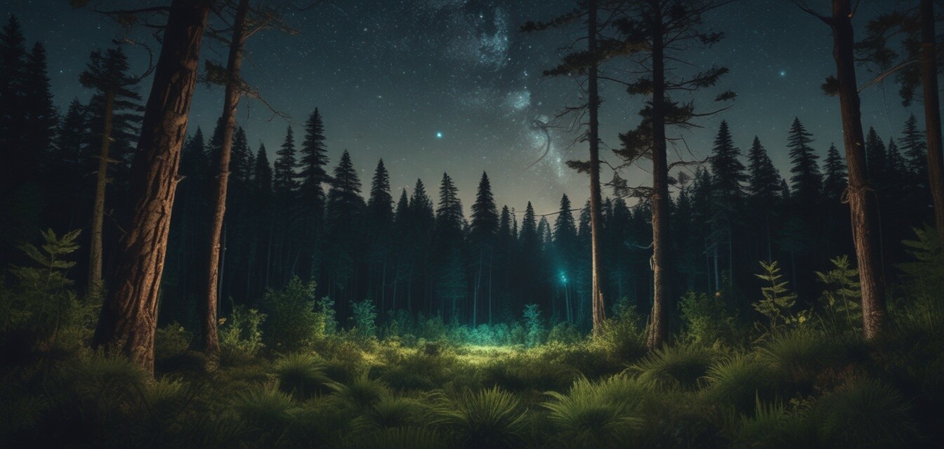 Wildlife night photography scene